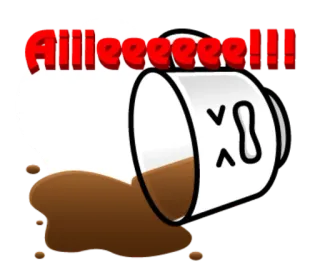 😖 Aiieeeeeee!!! coffee, spilled, cup, scared, cartoon telegram sticker