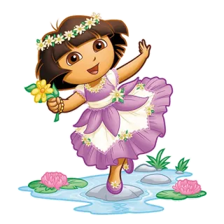 👸 Dora the Explorer โดร่า, การ์ตูน, นักสำรวจ, เด็กผู้หญิง, ดอกไม้ telegram sticker