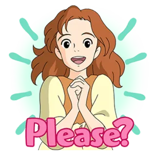 🙏 Please? 애니메이션 소녀, 귀여운, 요청, 질문, 만화, 여자 telegram sticker