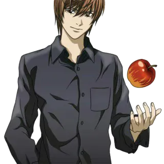 🙂 Light Yagami Death Note anime, manga, character, apple, light yagami, death note telegram sticker