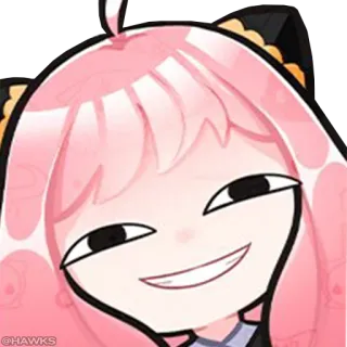 😏 Anime, Cartoon, Charakter, Grinsen, pinke Haare telegram sticker