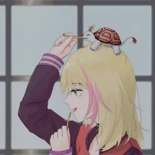 🎵 аниме, черепаха, девушка, закуска, блондинка telegram sticker