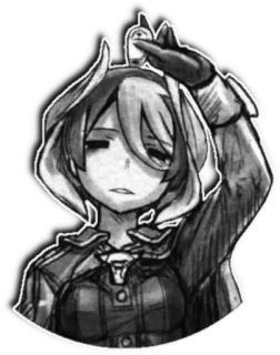 😏 Anime, Gadis, Lelah, Kelinci, Hitam putih, Stiker telegram sticker