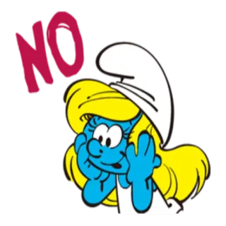 😔 Smurfette The Smurfs NO Smurfette, Não, Rejeição, Desenho animado, Os Smurfs telegram sticker