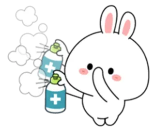 😋 thỏ, thỏ con, nước rửa tay, sạch, sức khỏe, hoạt hình, dễ thương telegram sticker