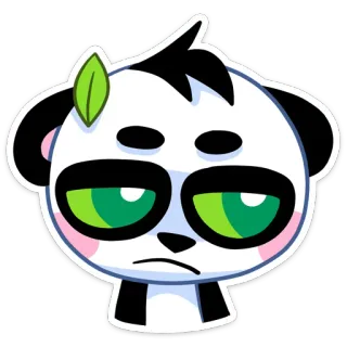 ☹️ Panda, Mignon, Dessin animé, Animal, Autocollant, Mascotte telegram sticker