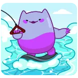 🏄‍♂ cartoni animati, gatto, viola, sport acquatici, wakeboard telegram sticker