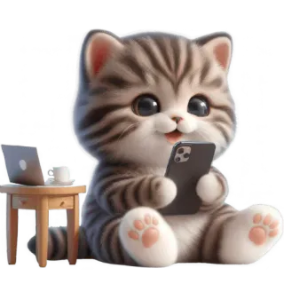 📱 고양이, 새끼 고양이, 스마트폰, 노트북, 귀여운, 동물 telegram sticker