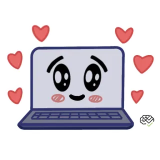 🥰 laptop, computer, hearts, kawaii, cute telegram sticker