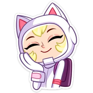 😔 кот, девушка, аниме, мультфильм, милый, каваи telegram sticker