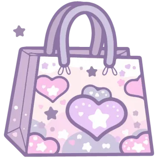 🛍 shopping bag, heart, stars, kawaii, cute, pastel, gift bag telegram sticker