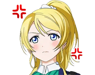 😠 애니메이션, 만화, 화난, 얼굴, 금발, 소녀 telegram sticker