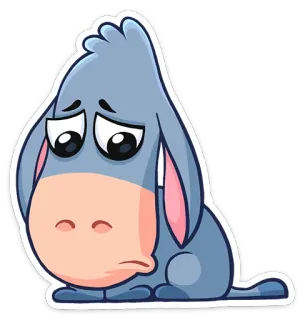 😞 Eeyore 漫画, ロバ, 悲しい, ディズニー, イーヨー, 動物 telegram sticker