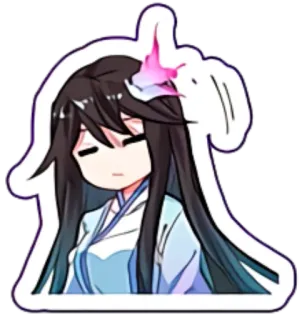 😑 Anime, Chibi, Słodkie, Naklejka, Kreskówka, Dziewczyna telegram sticker