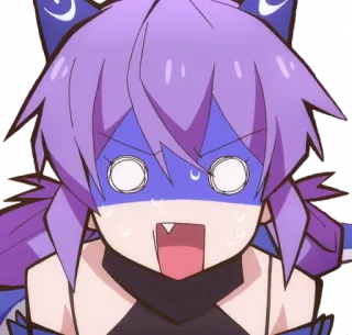 😱 anime, shocked, kawaii, purple hair, cat ears, surprised telegram sticker