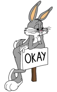 👍 Bugs Bunny OKAY conejo, dibujos animados, ok, looney tunes, letrero telegram sticker