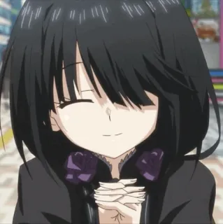 🍷 anime, girl, smile, black hair telegram sticker