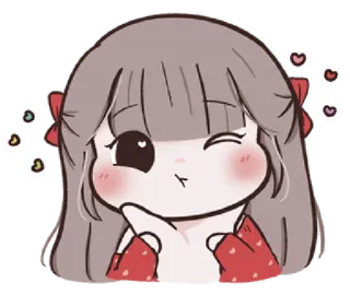 🍥 чиби, каваий, милый, сердце, подмигивание, аниме, девушка, стикер whatsapp sticker