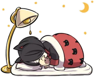 🌙 Katze, schlafend, Nacht, Cartoon, süß, verschlafen, Mond, Sterne telegram sticker