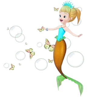 🤗 sirène, dessin animé, bulles, papillons, fille telegram sticker