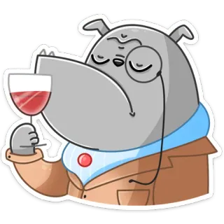 🍷 chien, vin, monocle, élégant, dessin animé, animal whatsapp sticker