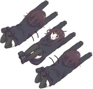 😪 animé, fille, personnage, sweat à capuche, allongé telegram sticker