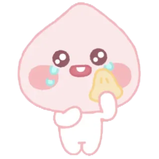 🥳 복숭아, 귀여운, 카와이, 울음, 슬픈, 만화 telegram sticker