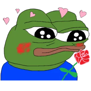 😍 Pepe ペペザフロッグ, カエル, 愛, バラ, ハート, ミーム telegram sticker