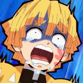 💛 Zenitsu Agatsuma Demon Slayer Zenitsu, Agatsuma, Demon Slayer, Anime, Crying, Fearful whatsapp sticker