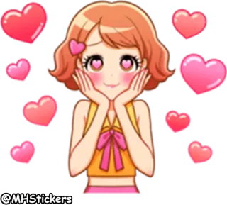 😍 @MHStickers Anime, Desenho animado, Menina, Corações, Amor, Fofo telegram sticker