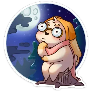 🌃 animal, pensando, fofo, desenho animado, adesivo whatsapp sticker
