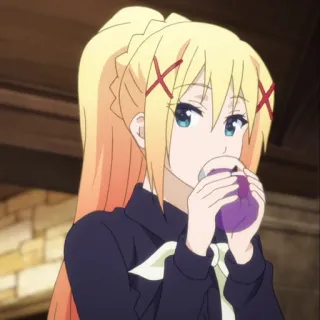 💫 Darkness Konosuba アニメ, 金髪, このすば, ダクネス, キャラクター, 飲酒 telegram sticker
