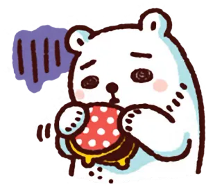 🐻 腹 bear, burger, kawaii, cute, hungry, food whatsapp sticker