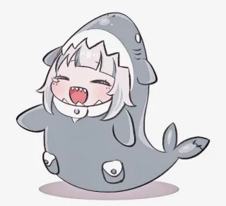 💎 Gawr Gura Anime, Hai, Niedlich, Cartoon, Vtuber telegram sticker