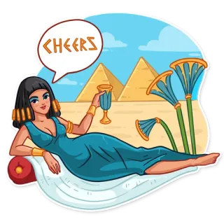 🍸 Cleopatra CHEERS Cleopatra, Mesir, Mesir, Piramida, Bersulang, Kuno, Wanita telegram sticker