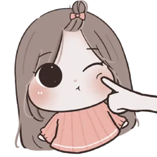 🩰 Desenho animado, Anime, Sticker, Garota, Fofo, Dedo, Bochecha telegram sticker