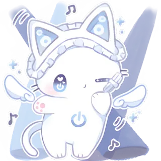 🕺 고양이, 카와이, 귀여운, 애니메이션, 치비, 음악, 날개 telegram sticker