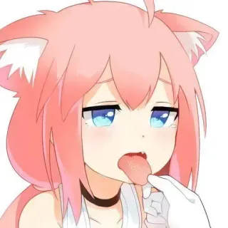 🧃 chica anime, orejas de gato, dibujos animados, lengua, lindo telegram sticker