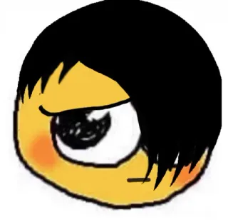 😠 Emo, Emoji, Marah, Cemberut, Rambut, Rambut hitam whatsapp sticker