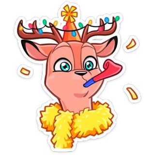 🥳 トナカイ, クリスマス, パーティー, お祝い, お祭り, ホリデー telegram sticker