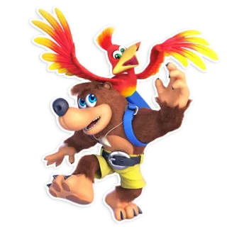 🐻 Banjo-Kazooie Videospiel, Bär, Vogel, Cartoon, Platformer, Nintendo telegram sticker