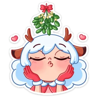 😘 омела, рождество, поцелуй, милый, мультфильм, праздник, зима whatsapp sticker