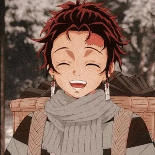 🥯 Tanjiro Kamado Demon Slayer Anime, Demon Slayer, Tanjiro Kamado, Sorriso, Cicatriz, Personagem telegram sticker