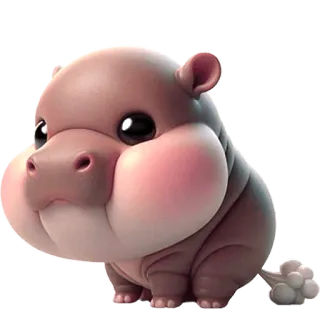 🌬 ippopotamo, carino, animale, cartone animato, kawaii, adesivo telegram sticker