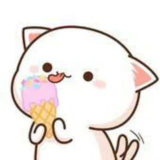 🍧 cat, cartoon, ice cream, cute, kawaii, animal whatsapp sticker