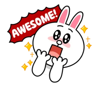 👍 AWESOME! заяц, кролик, круто, милый, взволнованный, блестки, мультик telegram sticker