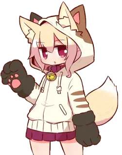 👋 Anime, Kawaii, Fille chat, Kemonomimi, Mignon, Sweat à capuche telegram sticker
