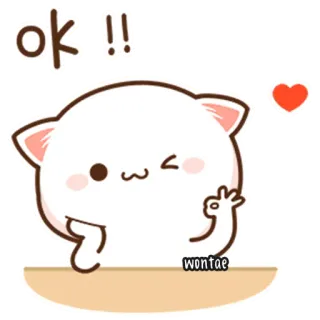 🍥 ok !! Katze, niedlich, ok, Geste, kawaii telegram sticker