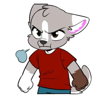 😤 Dessin animé, Furry, En colère, Personnage, Expression, Chien, T-shirt telegram sticker