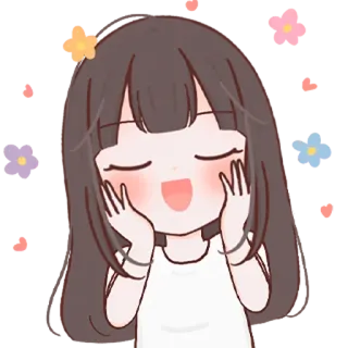 🌸 Anime Mädchen, süß, fröhlich, Cartoon, Mädchen, Illustration, kawaii telegram sticker